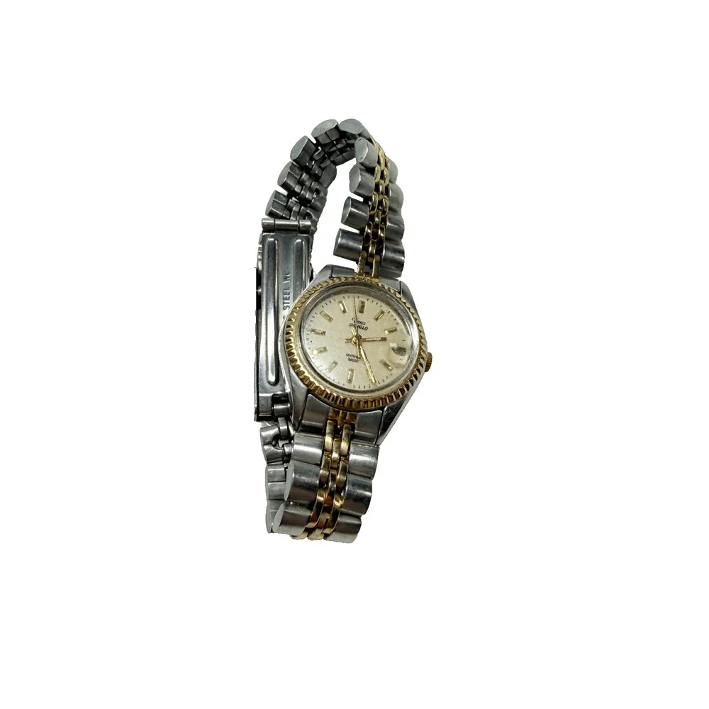 Vintage Timex Indiglo Women’s Watch Silver/Gold Tone,Date,Presidential Bracelet